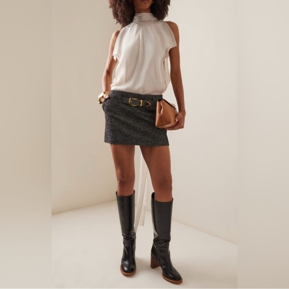 BRANDON MAXWELL The Ilana Layered 100% Silk Top in Ivory NWT - Picture 3 of 10